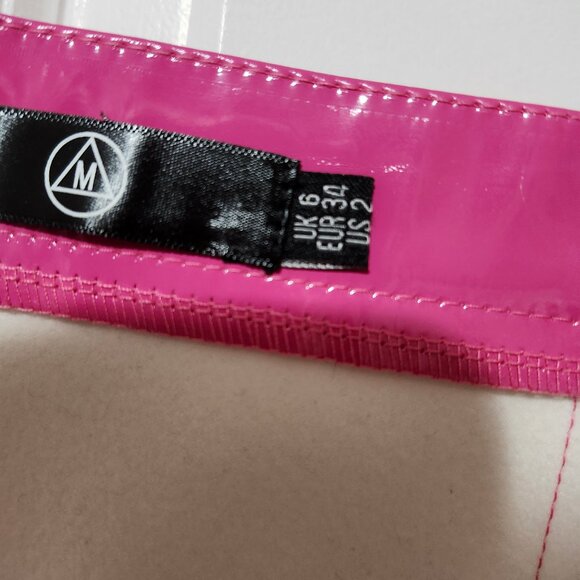 Barbie core Pink Vinyl Pencil Skirt with Silver Hardware - Picture 4 of 8